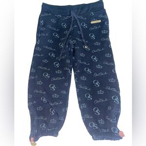 Old Skool Kids Black Sweatpants w/ crown logo design throughout - Size M (9/10)